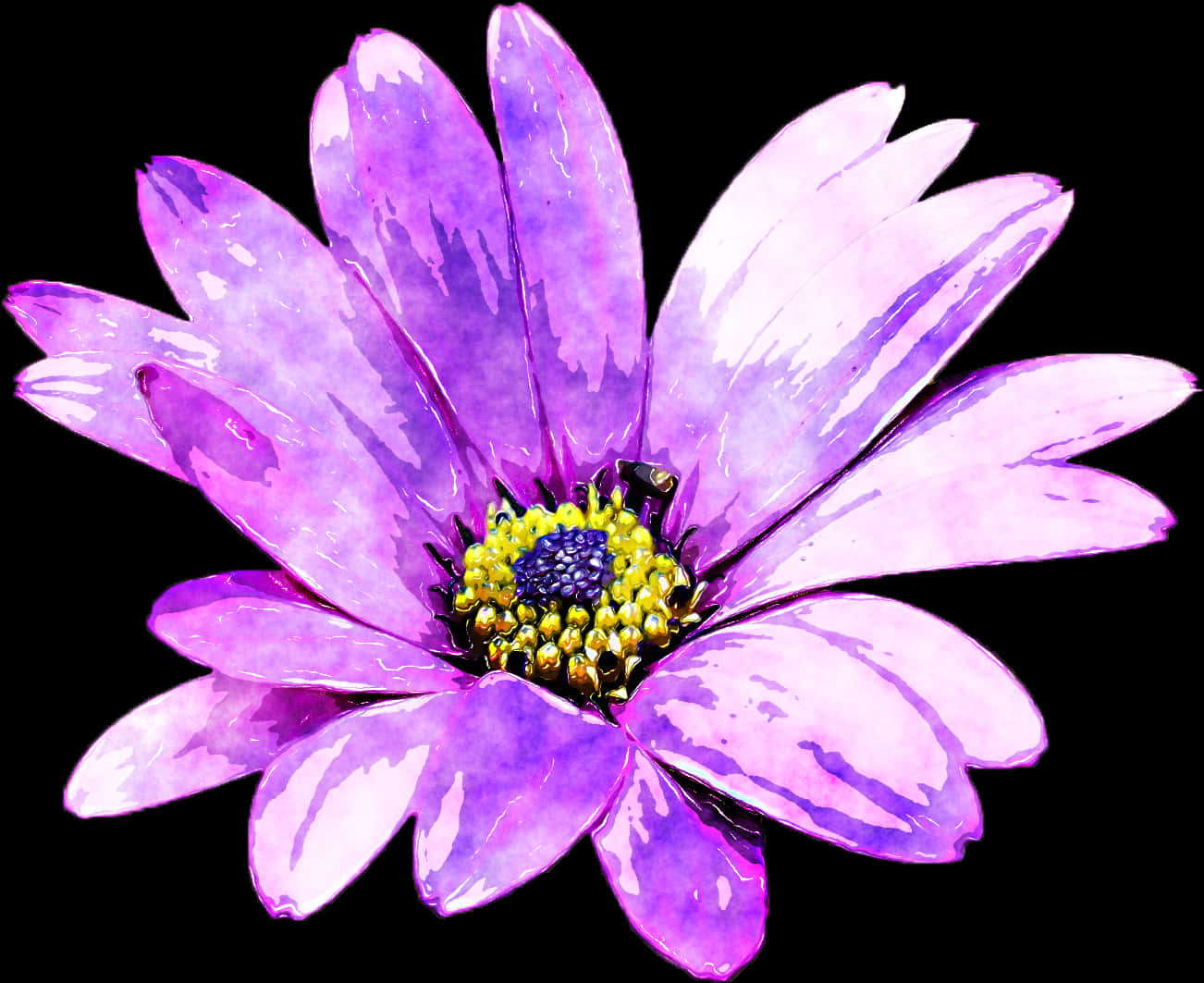 Purple Daisy Artistic Floral Display.jpg PNG Image