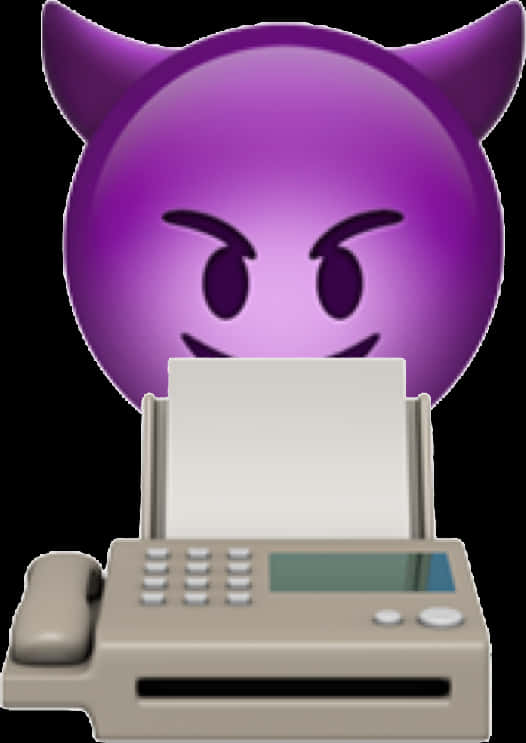 Purple Devil Emoji Fax Machine PNG Image