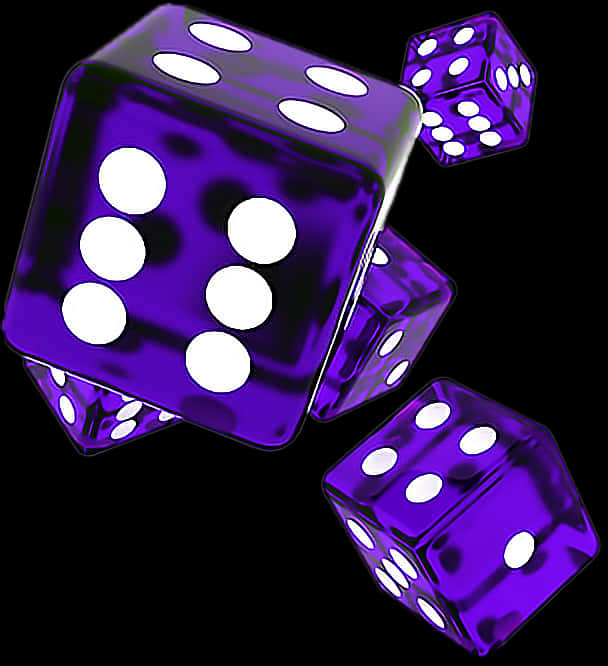 Purple Dice Floating Illustration PNG Image