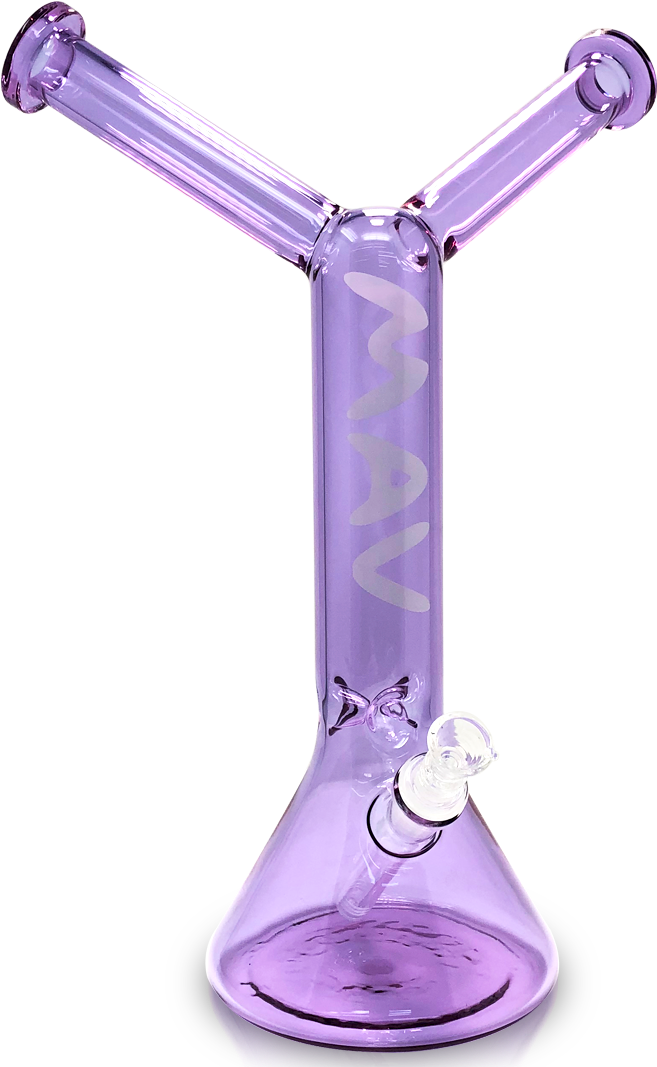 Purple Double Neck Glass Bong PNG Image