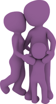 Purple Family Figurines PNG Image