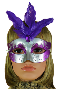 Purple Feathered Masquerade Mask PNG Image