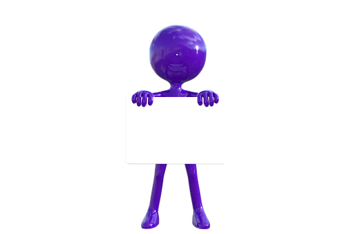 Purple Figure Holding Blank Sign PNG Image