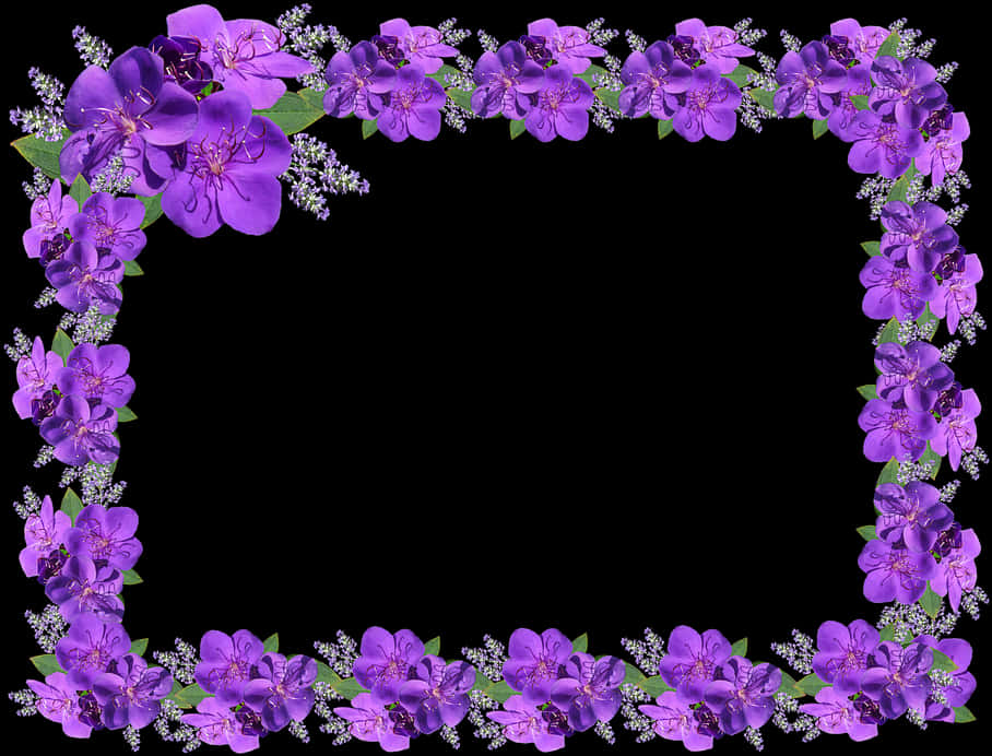 Purple Floral Frame Design PNG Image