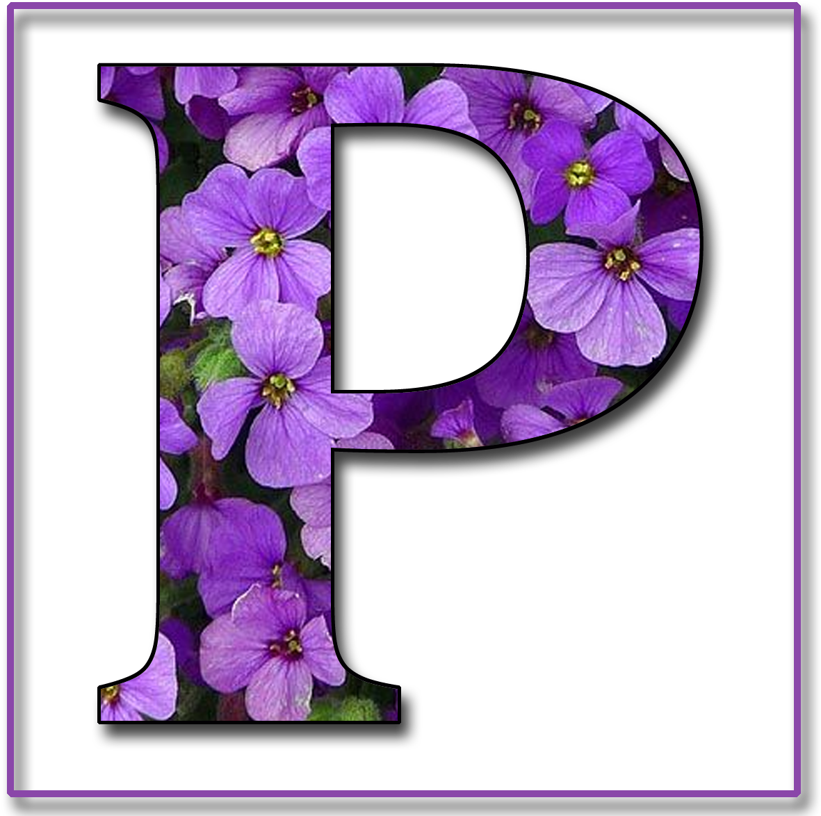 Purple Floral Letter P PNG Image