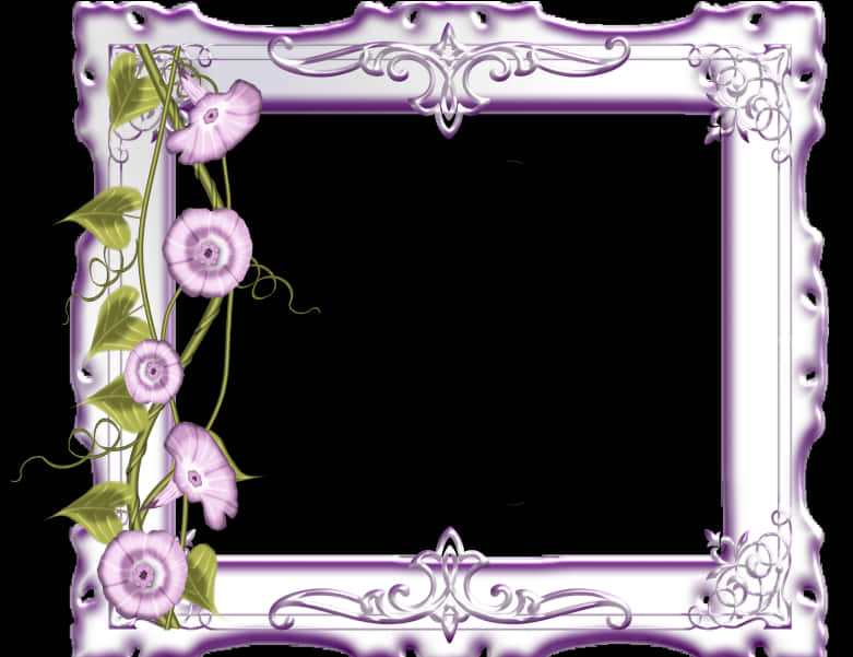 Purple Floral Photo Frame PNG Image