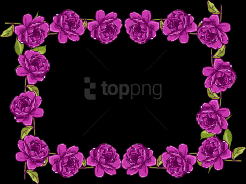 Purple Floral Photo Frame Design PNG Image