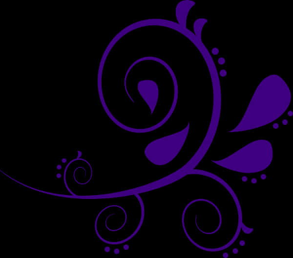 Purple Floral Swirl Design PNG Image