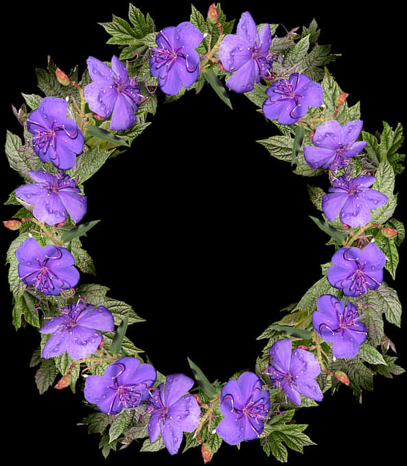 Purple Floral Wreath Frame PNG Image