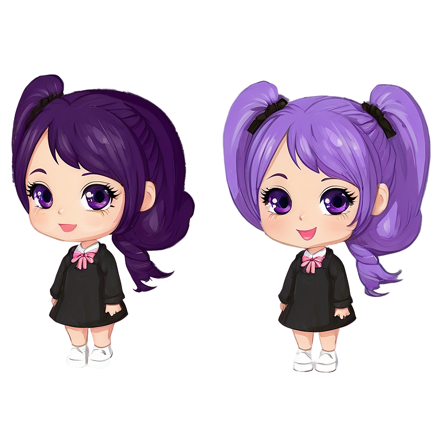 Purple Hair Kawaii Character Png Byn75 PNG Image