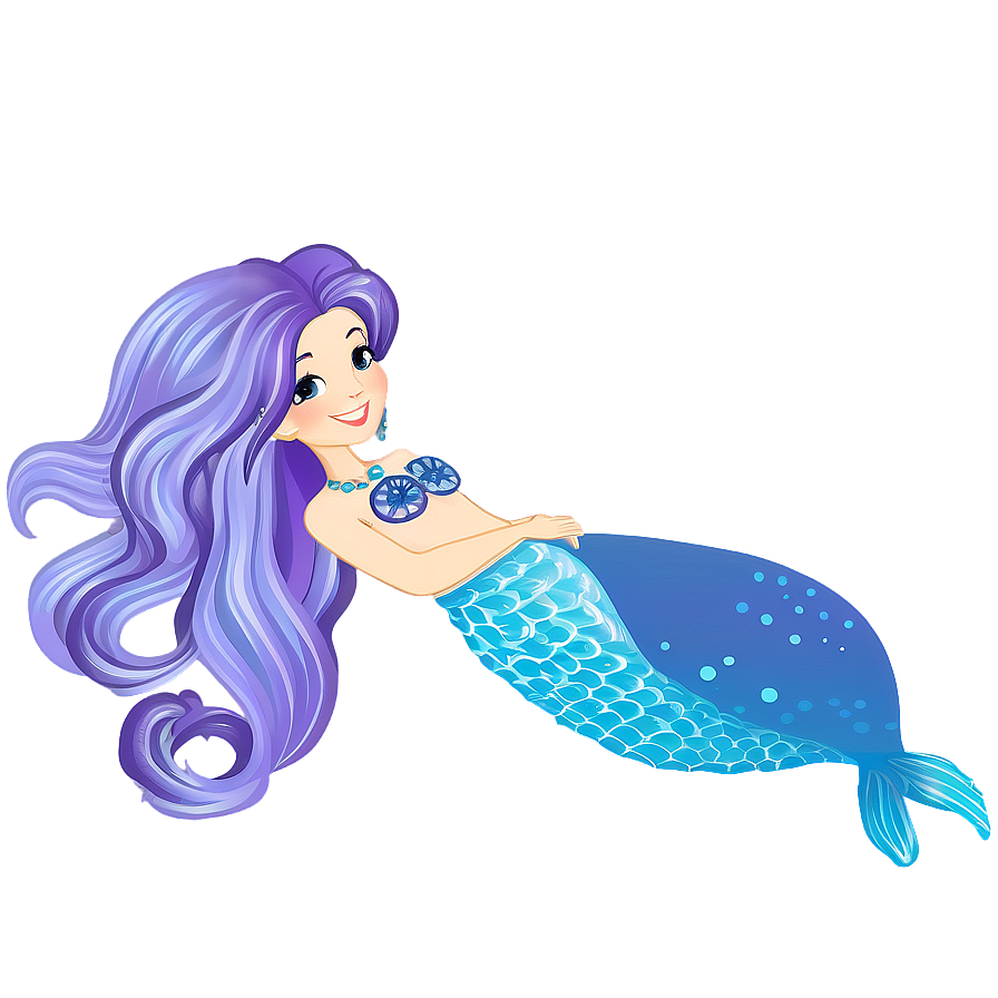 Purple Hair Mermaid Underwater Scene Png Nyv48 PNG Image