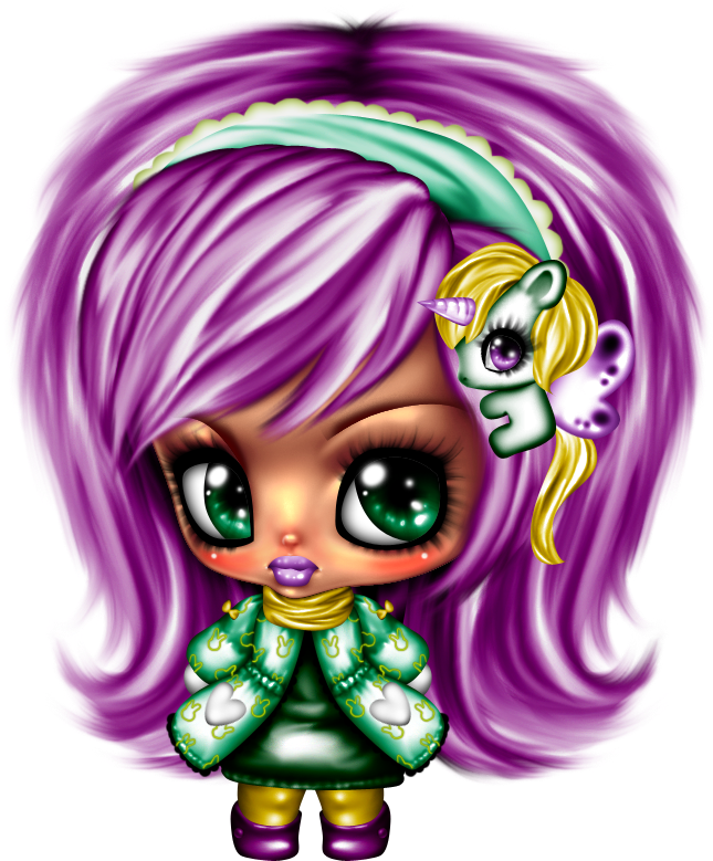 Purple Haired Bratz Dollwith Unicorn Clip Art PNG Image