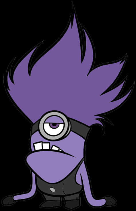 Purple Haired Minion Character PNG Image