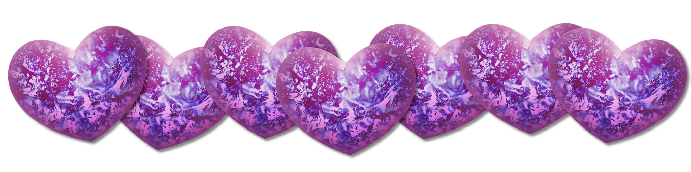 Purple Hearts Row Pattern PNG Image