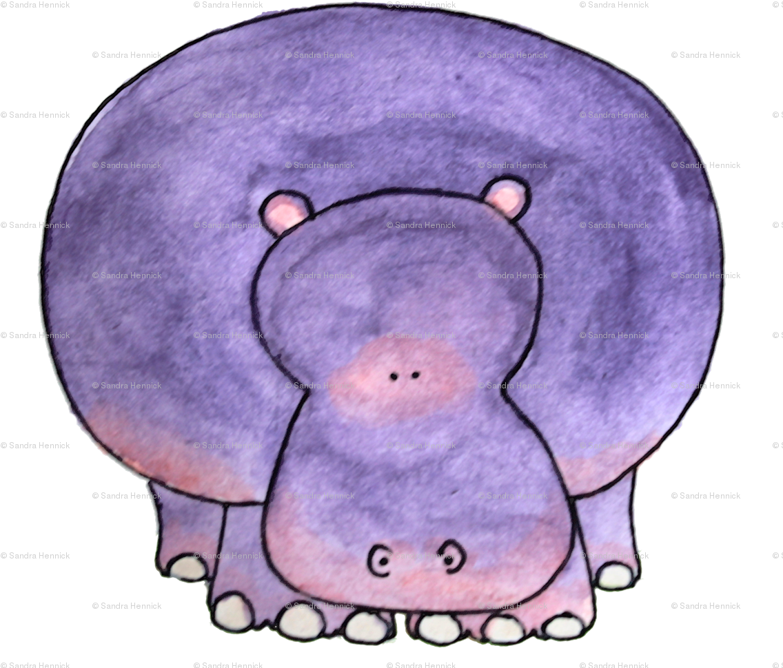 Purple Hippo Illustration PNG Image