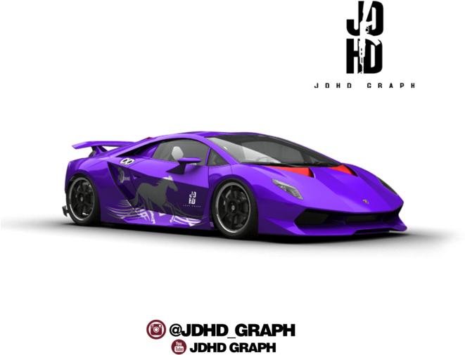 Purple Lamborghini Custom Graphic PNG Image