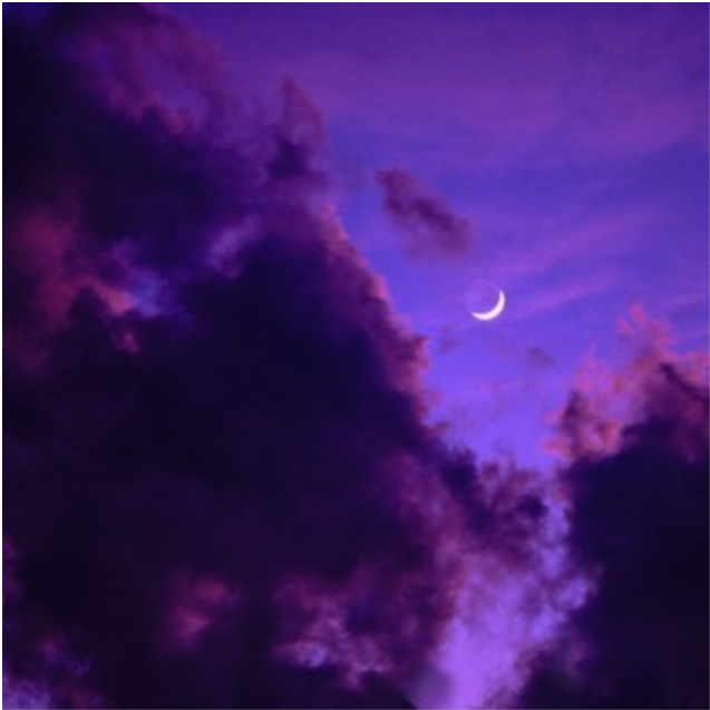 Purple Night Sky Crescent Moon PNG Image