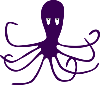 Purple Octopus Cartoon Illustration PNG Image