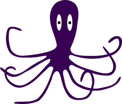 Purple Octopus Cartoon PNG Image