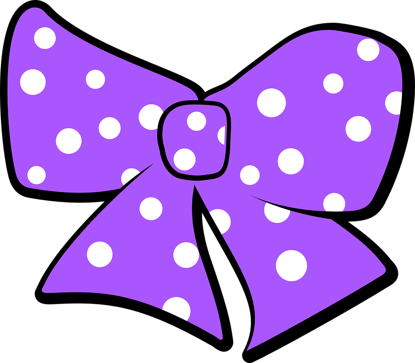 Purple Polka Dot Bow Illustration PNG Image