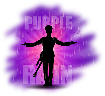 Purple Rain Silhouette Guitarist PNG Image