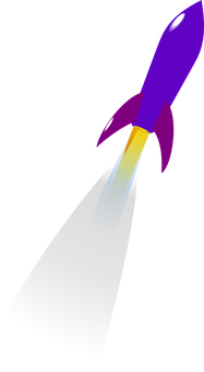 Purple Rocket Launch Illustration PNG Image