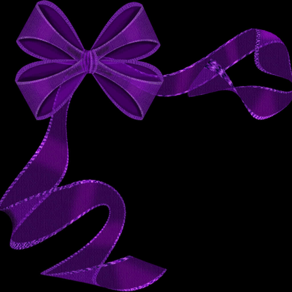 Purple Satin Ribbon Bow PNG Image