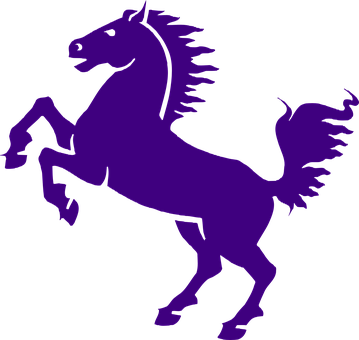 Purple Silhouette Rearing Horse PNG Image