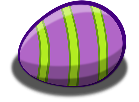 Purple Striped Easter Egg Illustration PNG Image