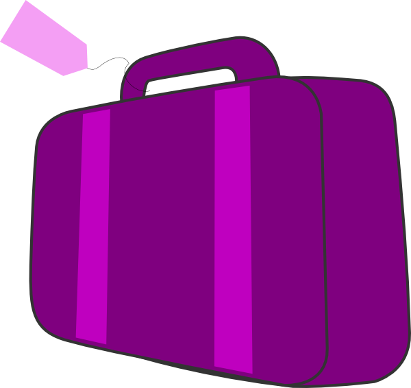 Purple Striped Suitcase Illustration PNG Image