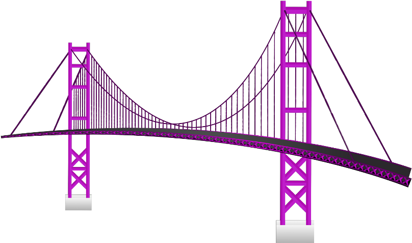 Purple Suspension Bridge Illustration PNG Image