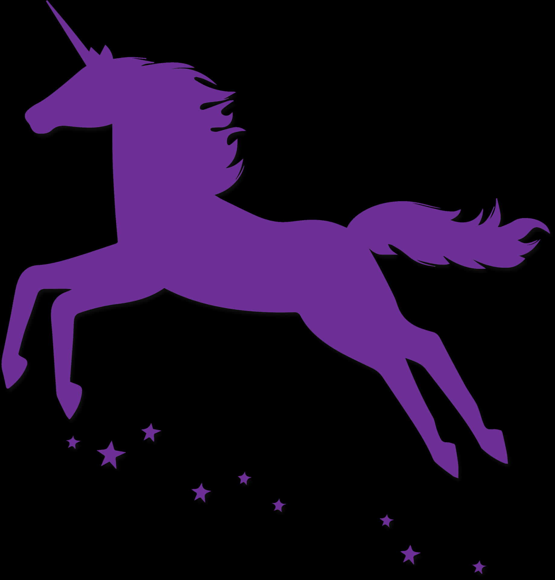 Purple Unicorn Silhouette Stars PNG Image