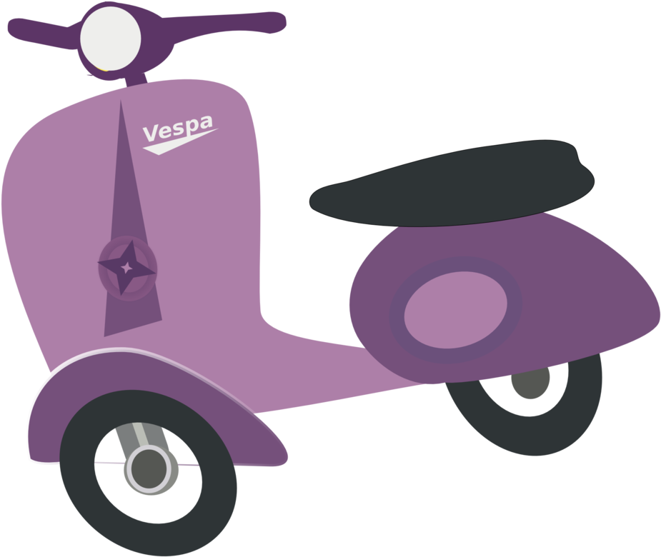 Purple Vespa Scooter Illustration PNG Image