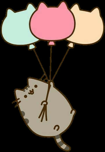 Pusheen Balloon Flight PNG Image