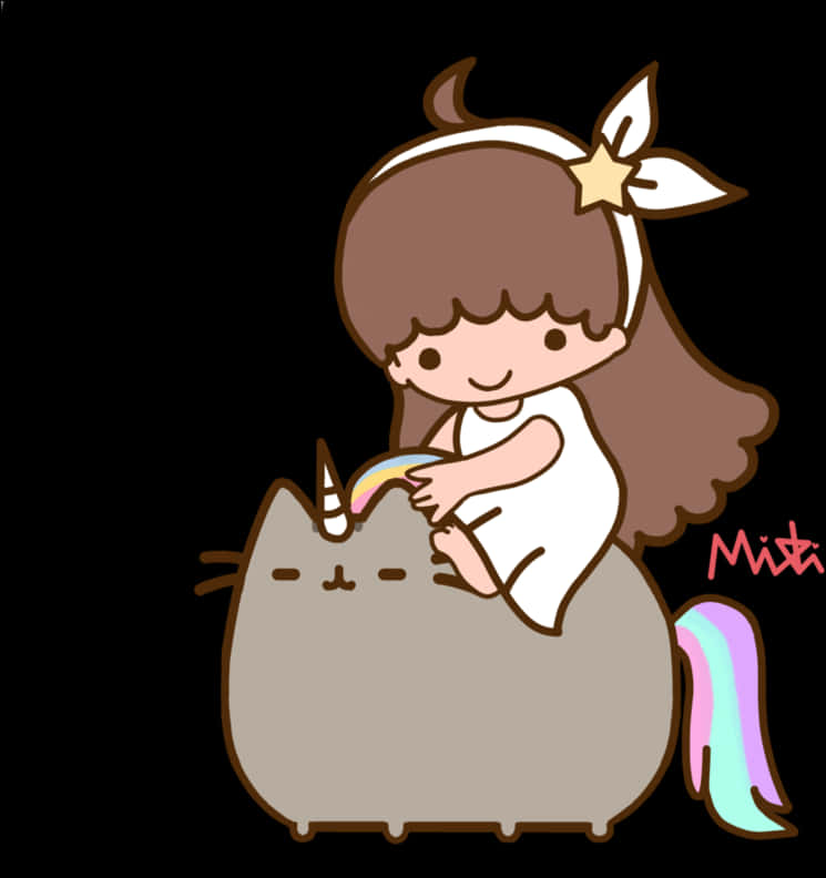 Pusheen Unicorn Girl Illustration PNG Image