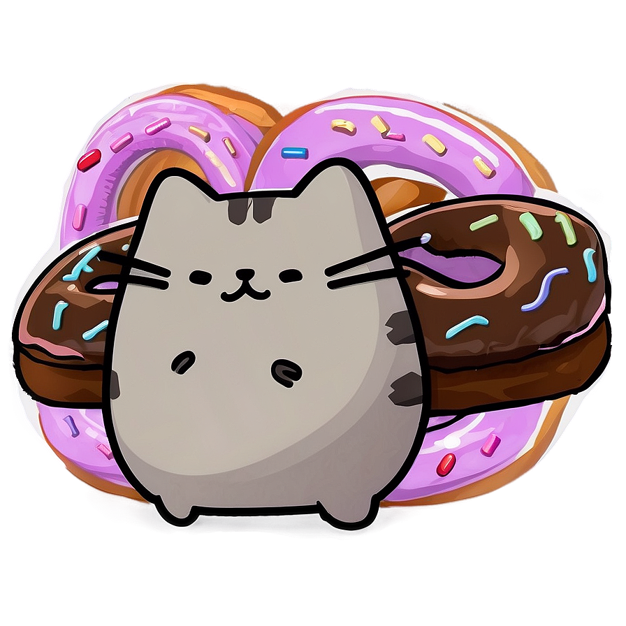 Pusheen With Donuts Png 06112024 PNG Image