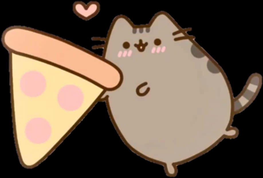 Pusheen_with_ Pizza_ Slice PNG Image