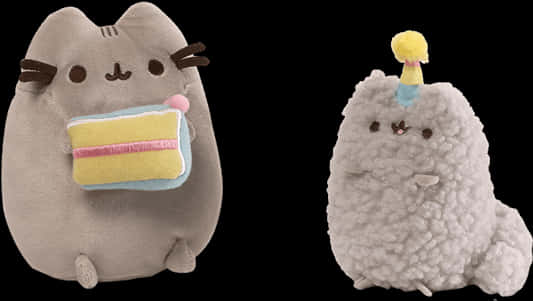 Pusheenand Stormy Plushies With Treats PNG Image