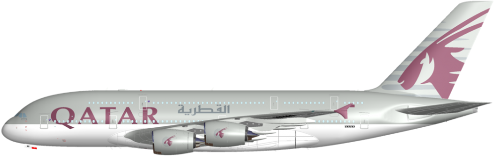 Qatar Airways Aircraft Side View PNG Image