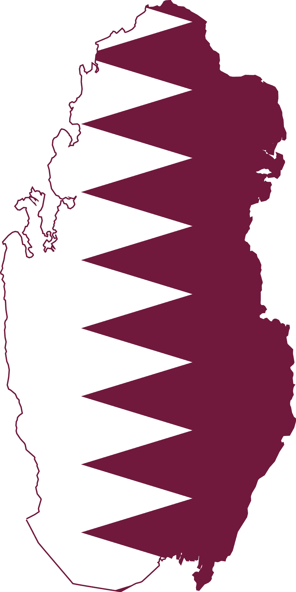 Qatar Map Outline Maroon White PNG Image