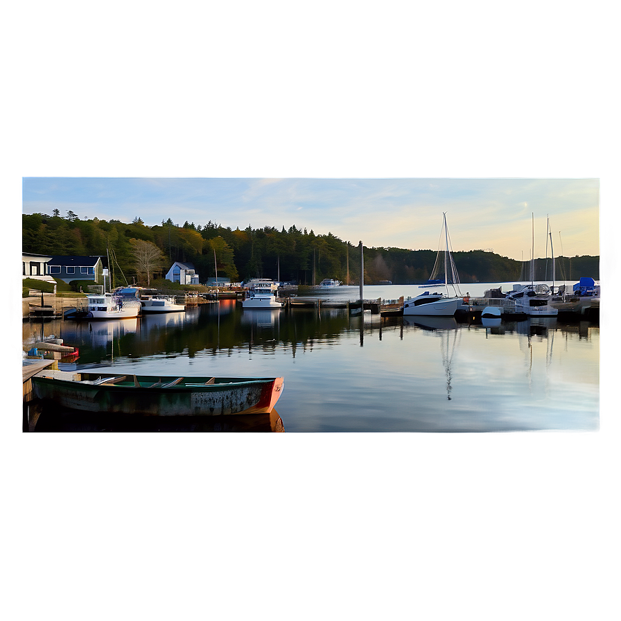 Quaint Maine Fishing Harbor Png Qie PNG Image