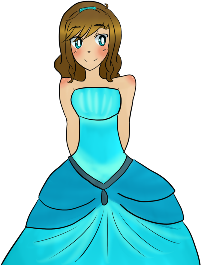 Quinceanera Blue Dress Cartoon PNG Image