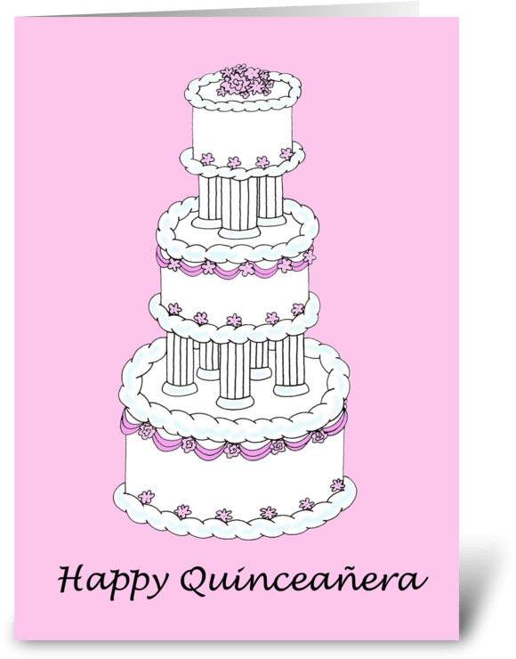 Quinceanera Celebration Cake Card PNG Image