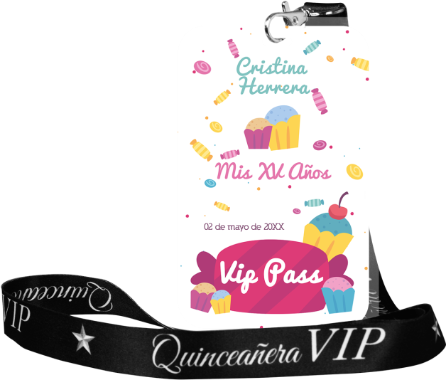 Quinceanera V I P Pass Design PNG Image