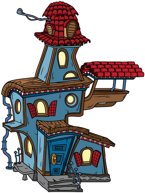 Quirky Cartoon Haunted House PNG Image