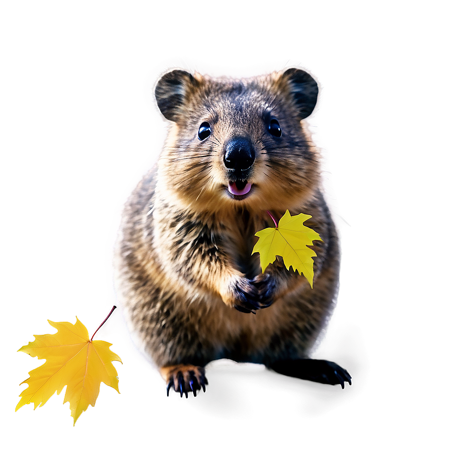 Quokka With Leaves Background Png 40 PNG Image