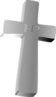 R I P Engraved Tombstone Cross PNG Image