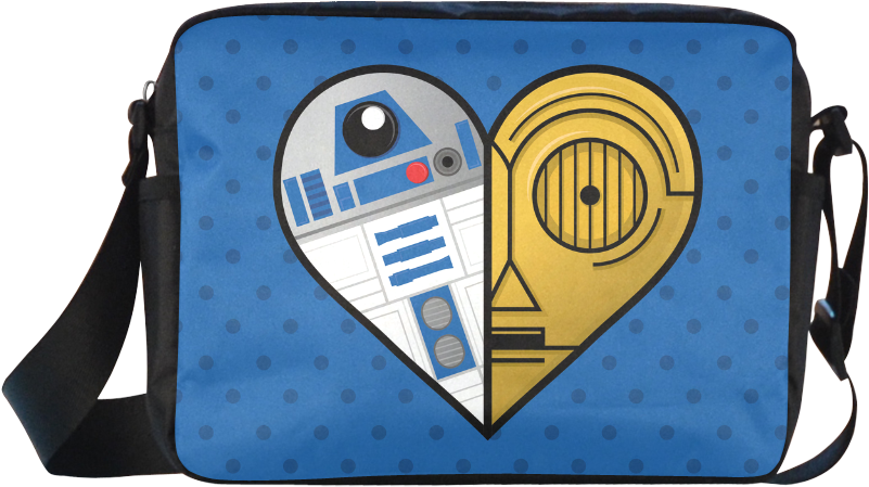 R2 D2 C3 P O Themed Messenger Bag PNG Image