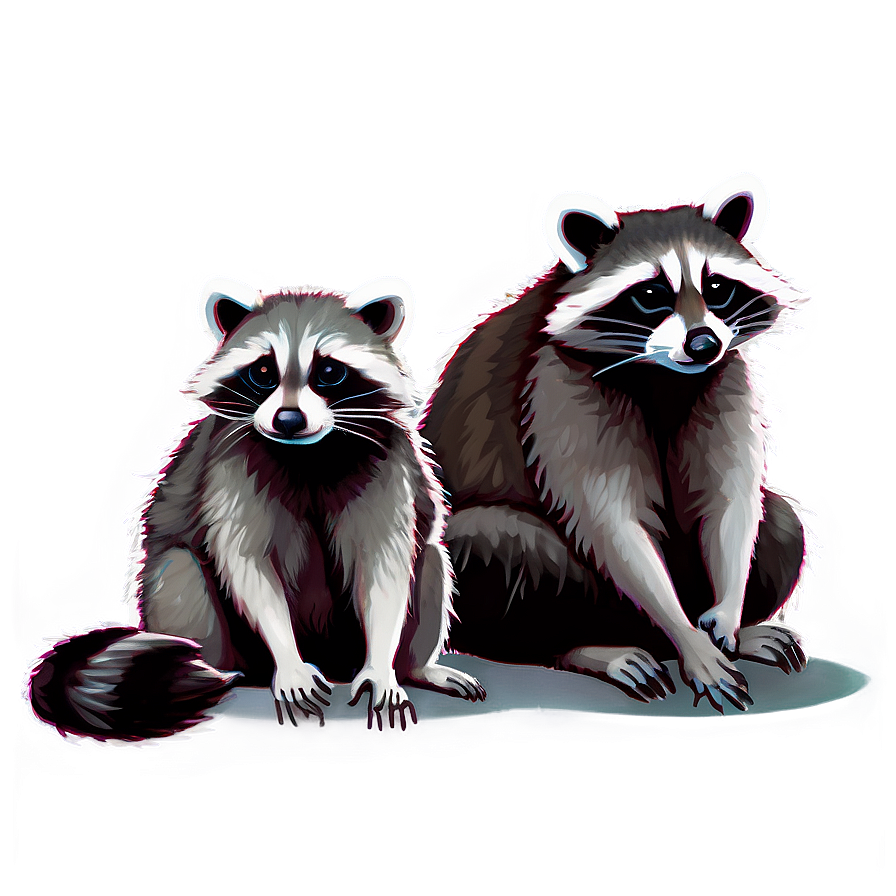 Raccoon Family Illustration Png Riv80 PNG Image