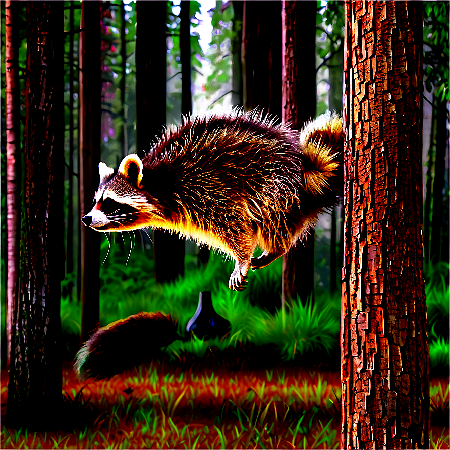 Raccoon In Forest Background Png 67 PNG Image